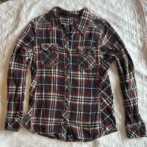 Buckle BKE plaid snap top western style eased fit